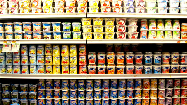 yogurt in supermarket